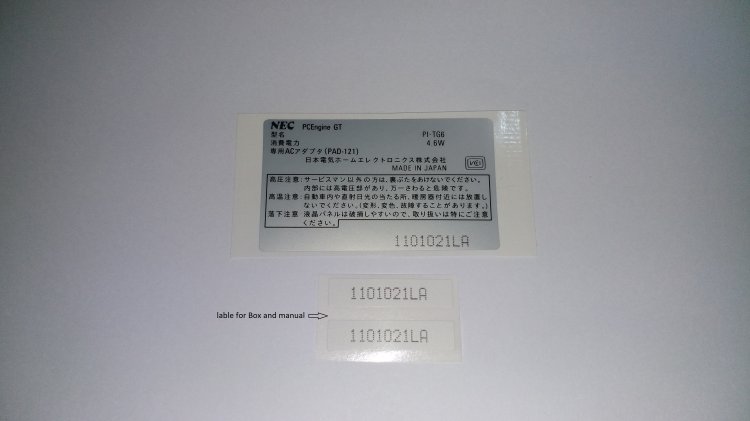 Pc-Engine GT Lable - Click Image to Close